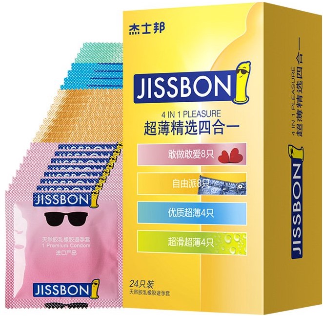 杰士邦  超薄精选避孕套【四合一】安全套 (24只装)